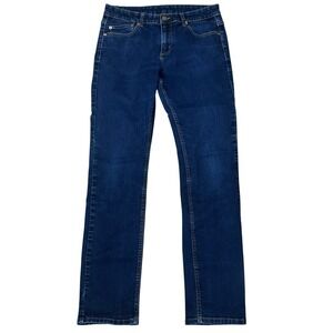 Mugsy Fultons Jeans Mens 32x34 (Fits 32x33) Blue Slim Straight Stretch Denim